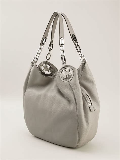 michael kors fulton large leather shoulder bag big gray|Michael Kors shoulder bag.